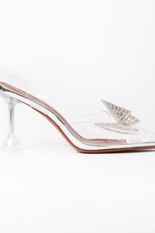 Casablanca Crystal Butterfly Brooch Heels - 3.5 in (9 cm) / 5 / Clear - Be My Shine