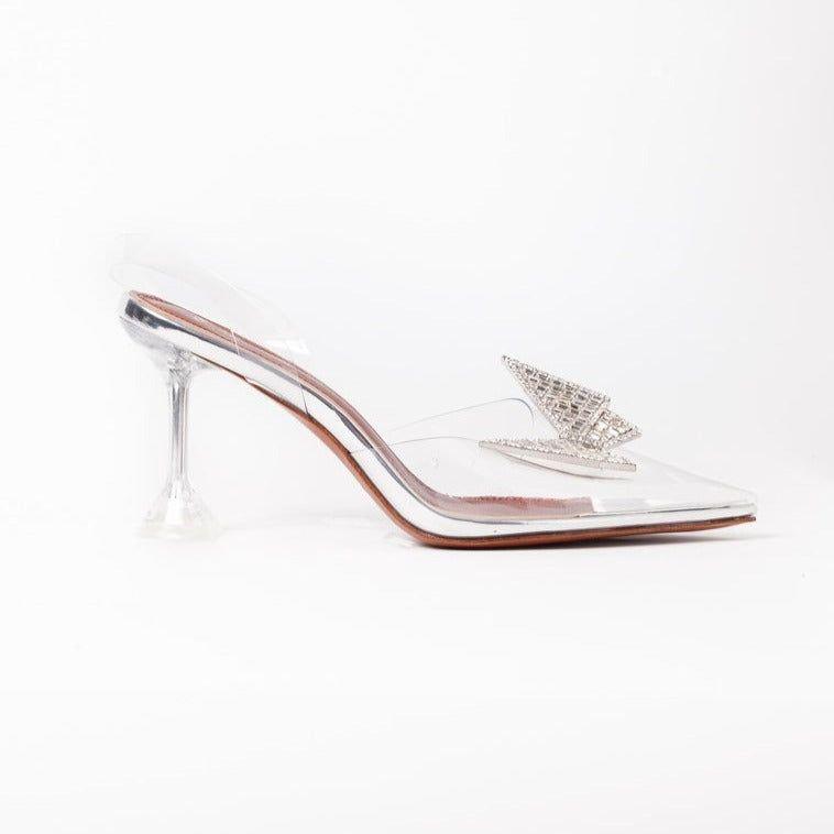 Casablanca Crystal Butterfly Brooch Heels - 3.5 in (9 cm) / 5 / Clear - Be My Shine