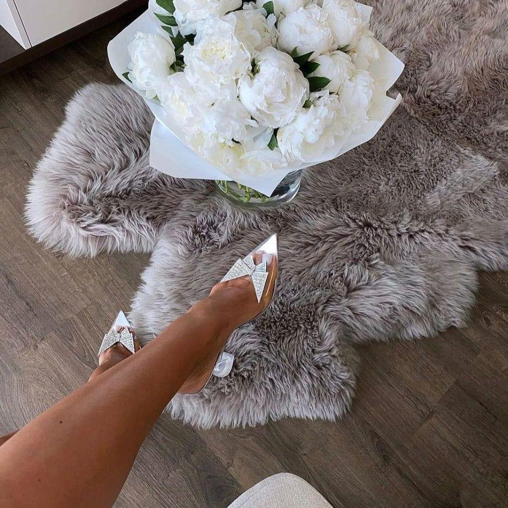 Casablanca Crystal Butterfly Brooch Heels - 3.5 in (9 cm) / 5 / Clear - Be My Shine