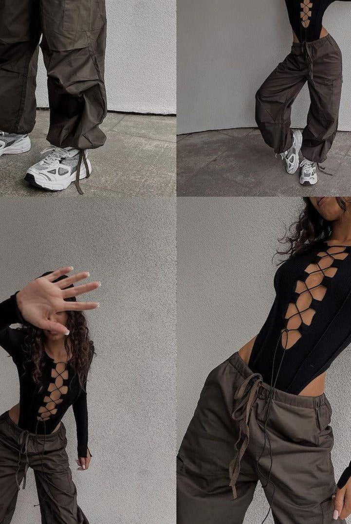 Caya Ribbed Lace Up Bodysuit - White / S - Be My Shine