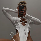 Caya Ribbed Lace Up Bodysuit - White / S - Be My Shine