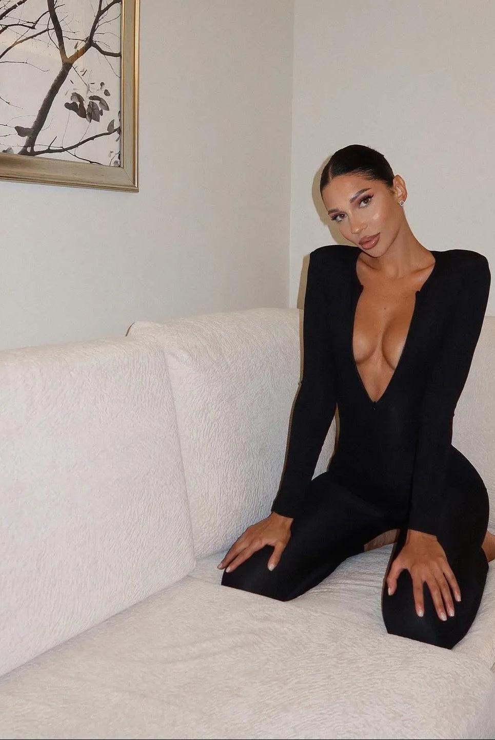 Cecily Long Sleeved Jumpsuit - Black / S - Be My Shine