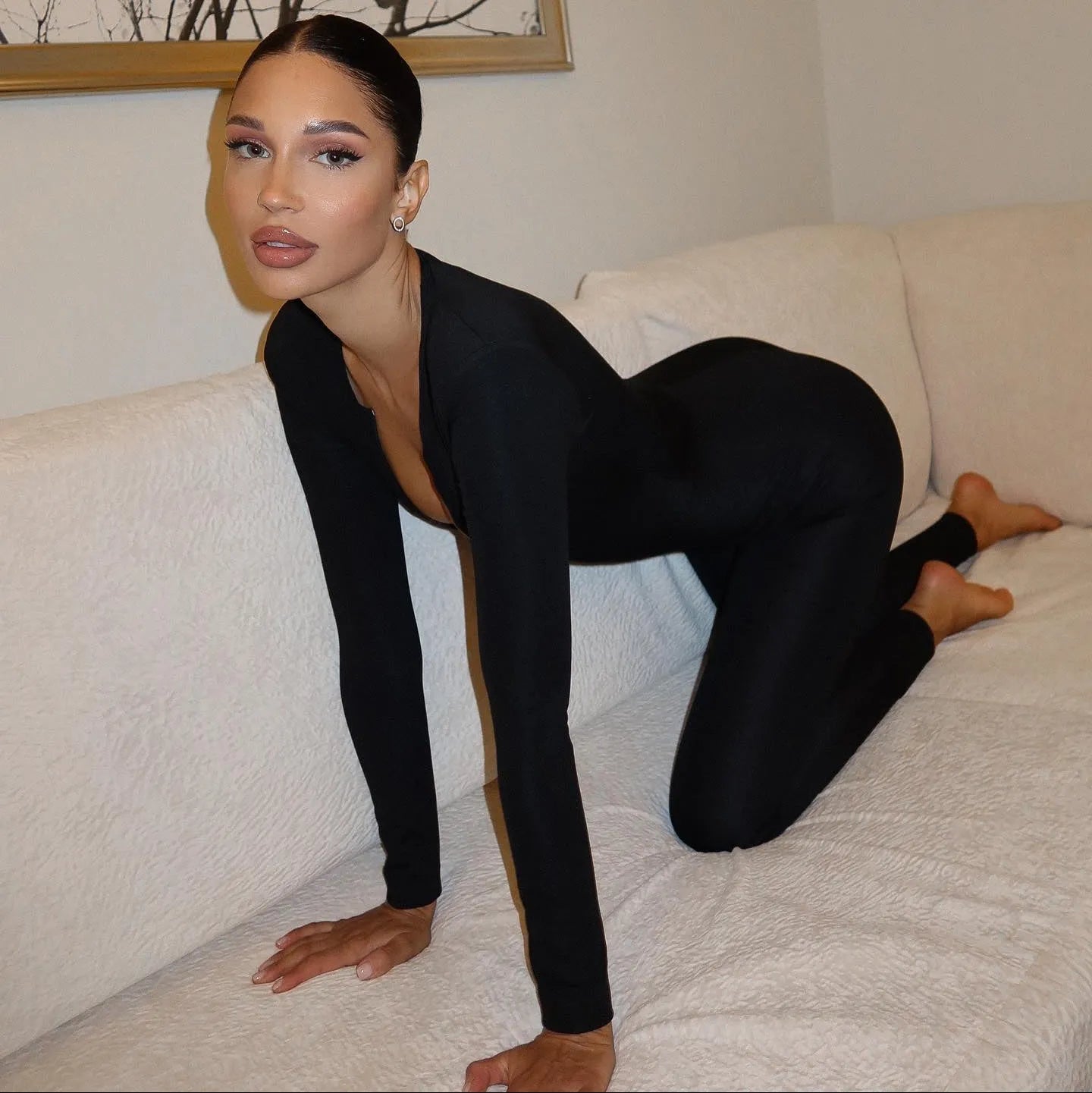 Cecily Long Sleeved Jumpsuit - Black / S - Be My Shine