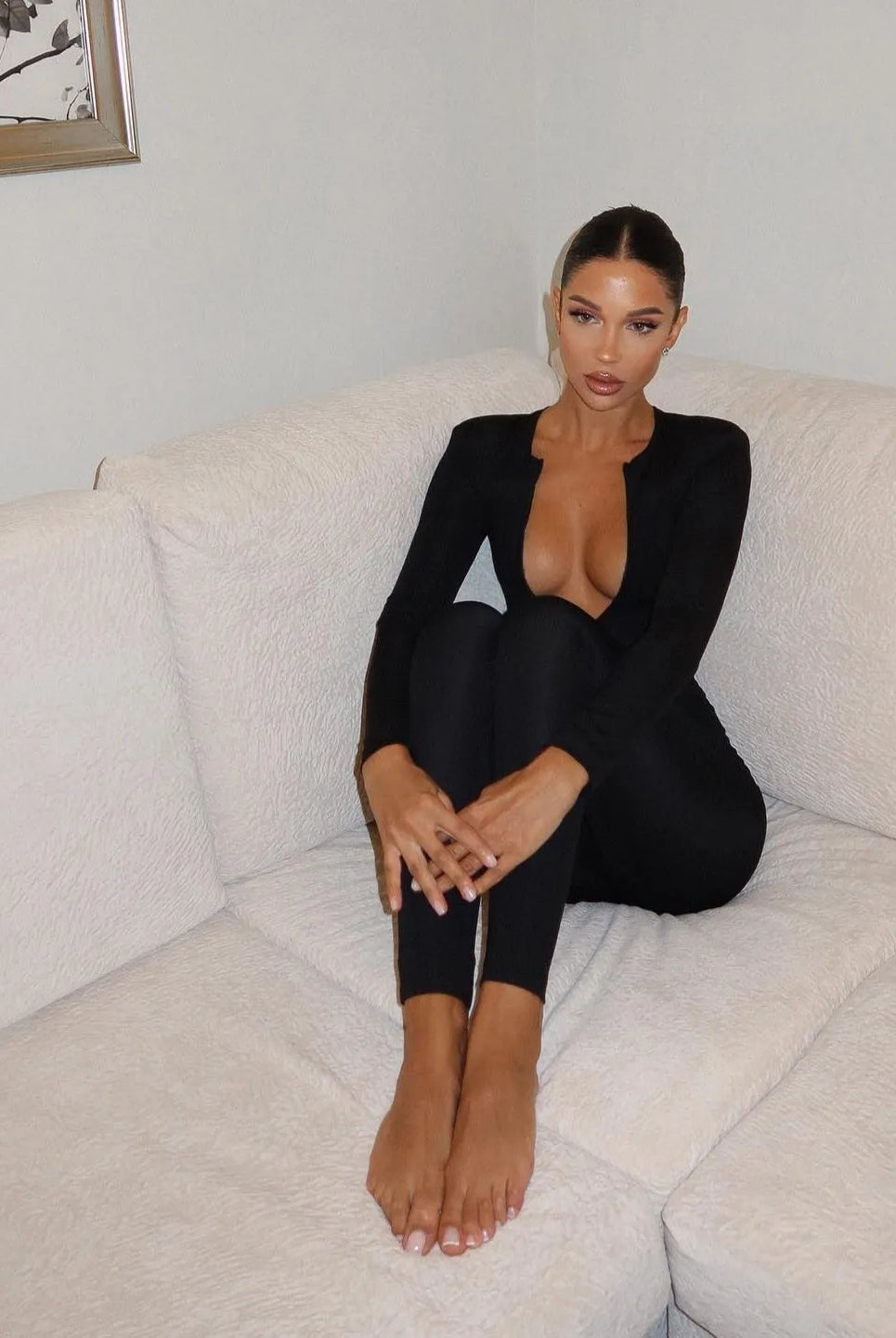 Cecily Long Sleeved Jumpsuit - Black / S - Be My Shine