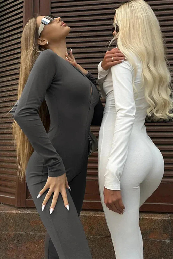 Cecily Long Sleeved Jumpsuit - White / S - Be My Shine