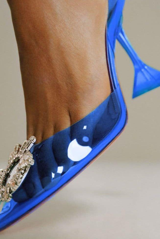 Color Ashira Pointed Toe Crystal Brooch Heels - Light Blue / 3 - Be My Shine