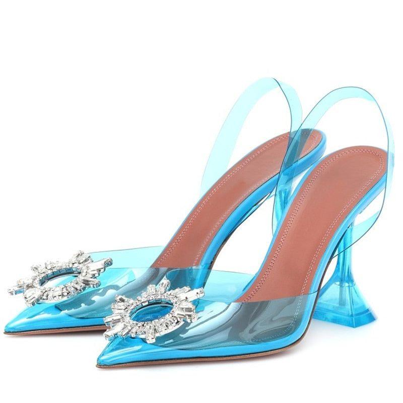 Color Ashira Pointed Toe Crystal Brooch Heels - Light Blue / 3 - Be My Shine