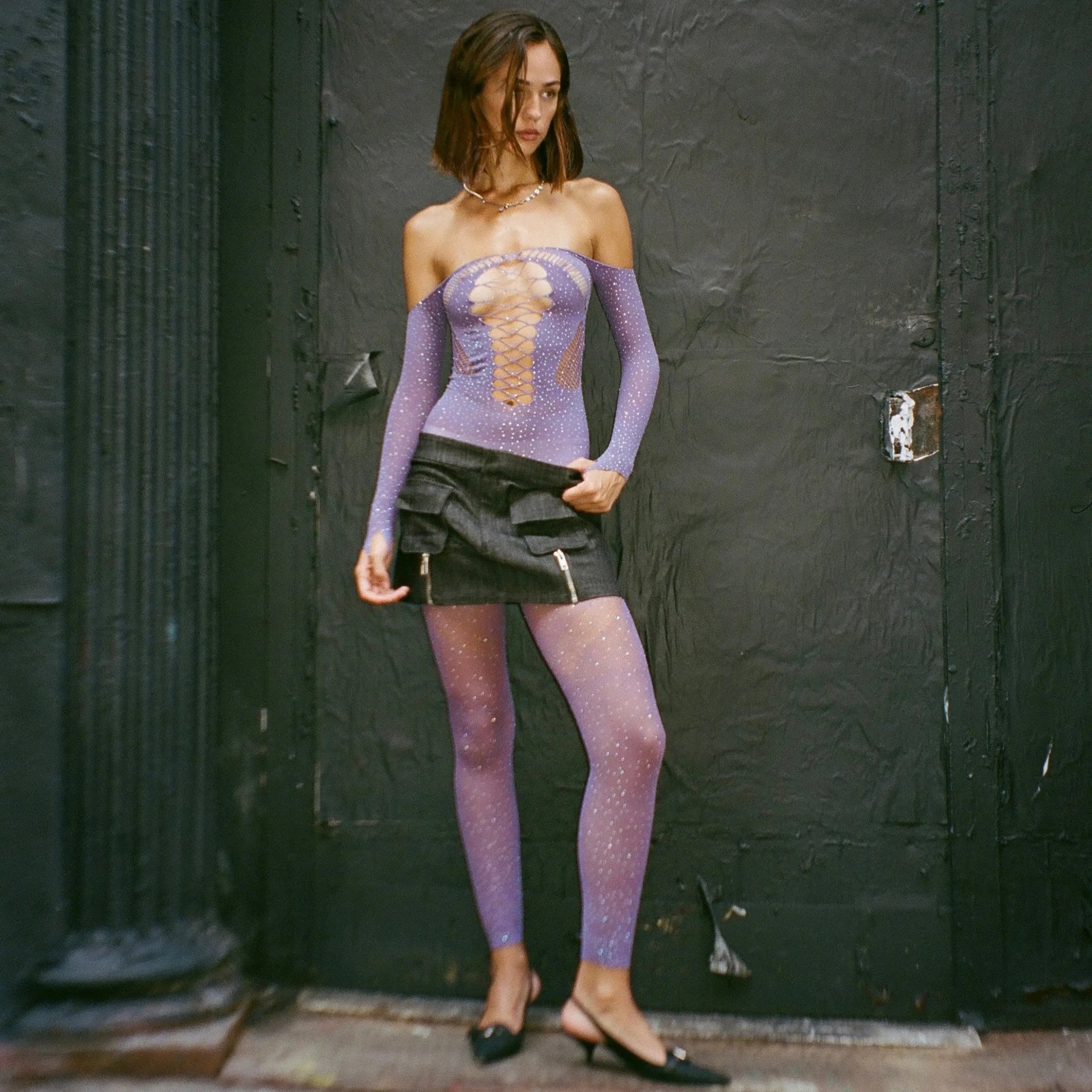 Constanza Rhinestone Embellished Jumpsuit - Black / XXS - Be My Shine