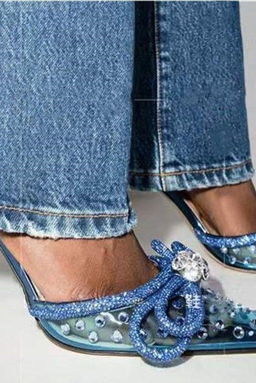 Devi Wrap Around Diamond Bow Heels - Blue / 4 - Be My Shine