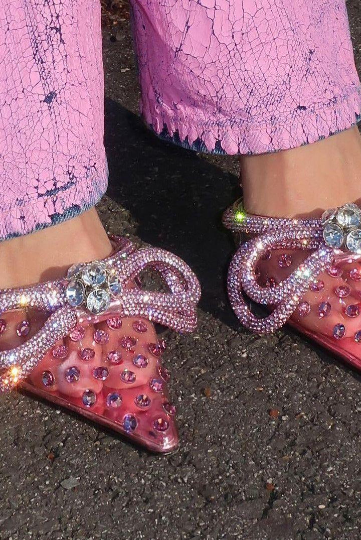Devi Wrap Around Diamond Bow Heels - Pink / 4 - Be My Shine