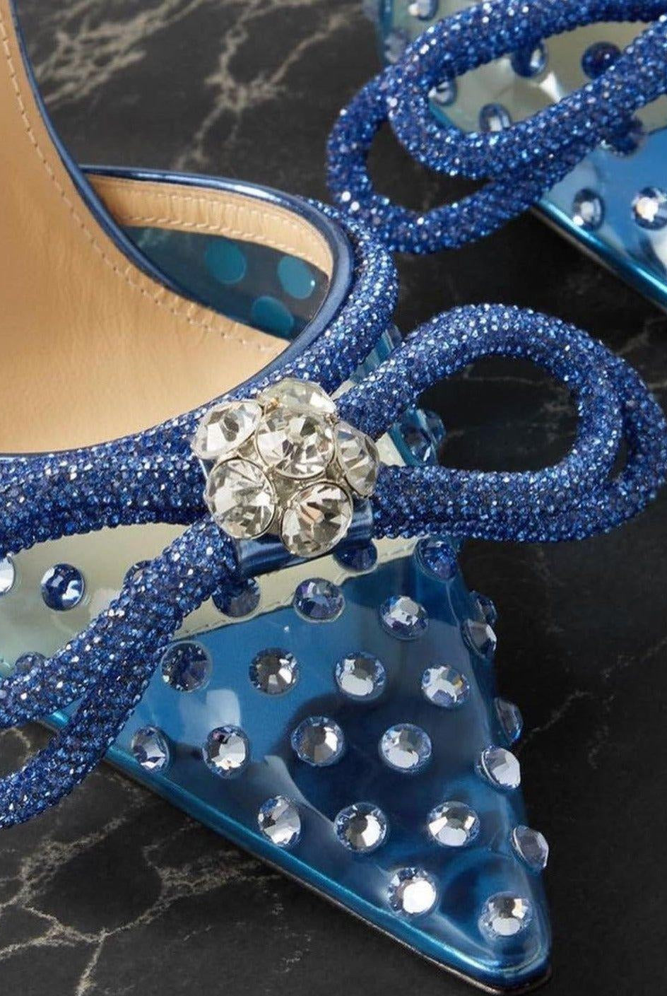 Devi Wrap Around Diamond Bow Heels - Blue / 4 - Be My Shine