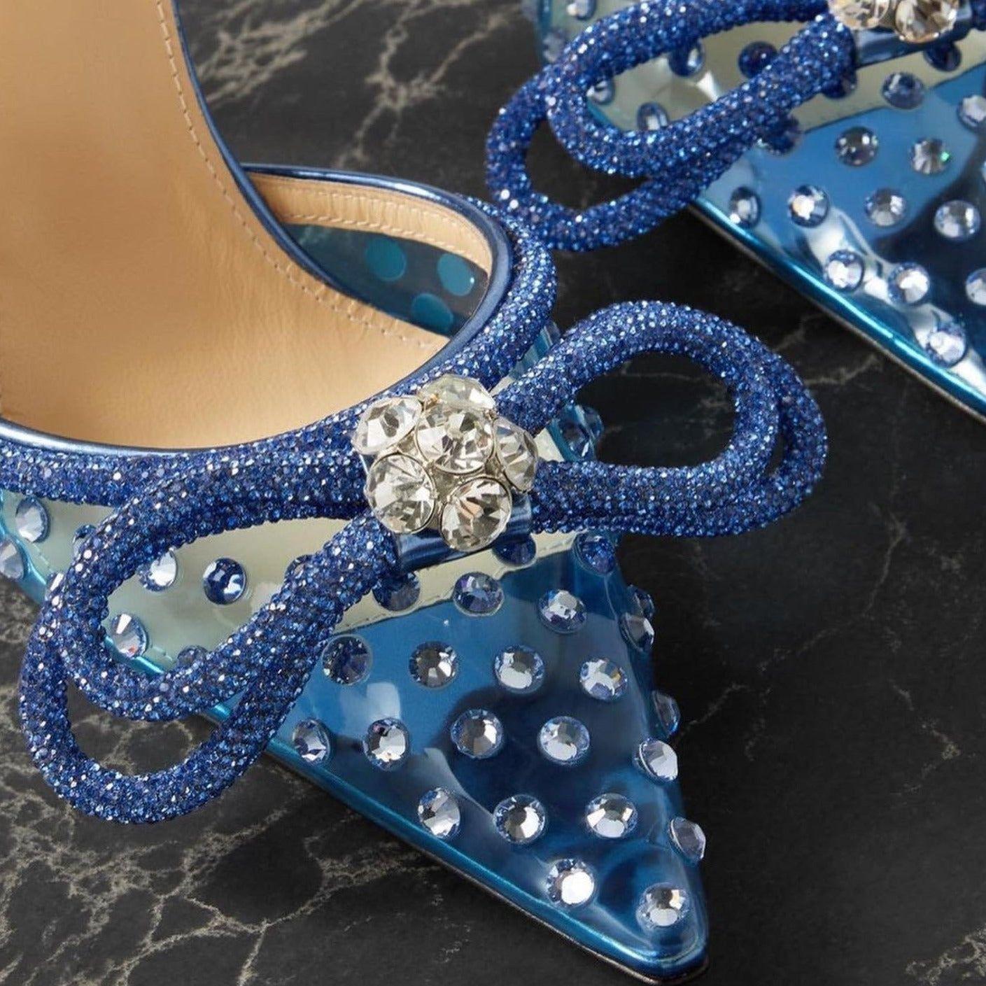 Devi Wrap Around Diamond Bow Heels - Blue / 4 - Be My Shine
