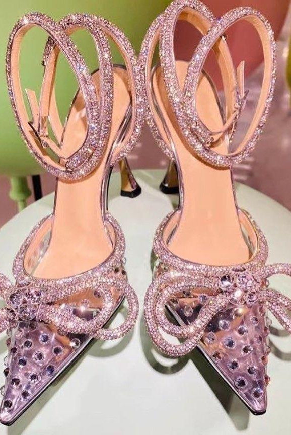 Devi Wrap Around Diamond Bow Heels - Blue / 4 - Be My Shine