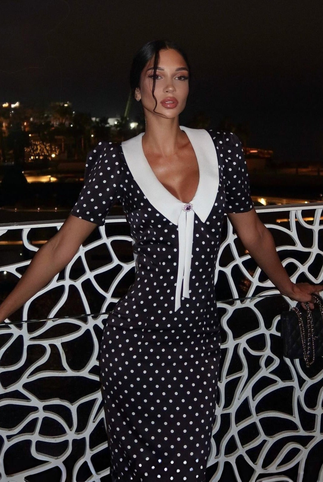 Eclipse Polka Dot Vintage Midi Dress Be My Shine