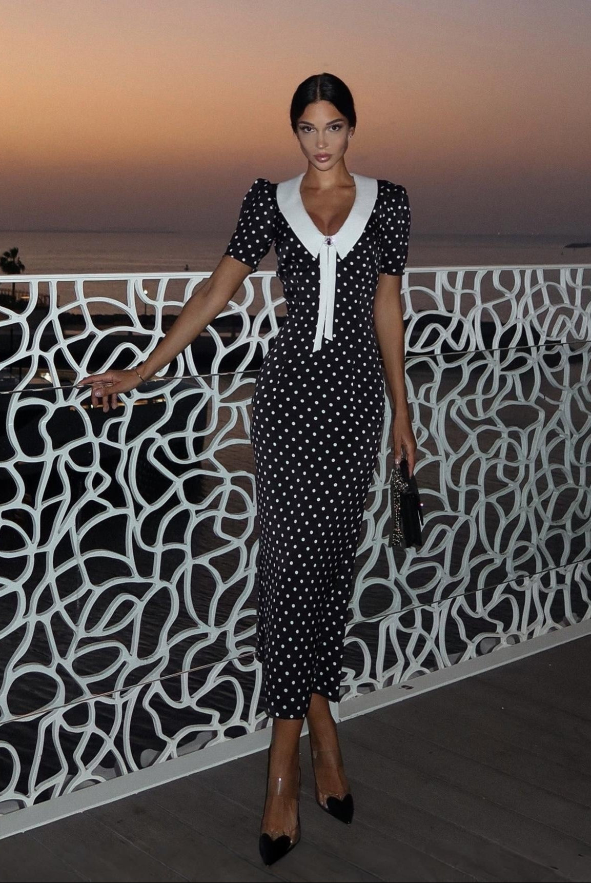 Eclipse Polka Dot Vintage Midi Dress Be My Shine
