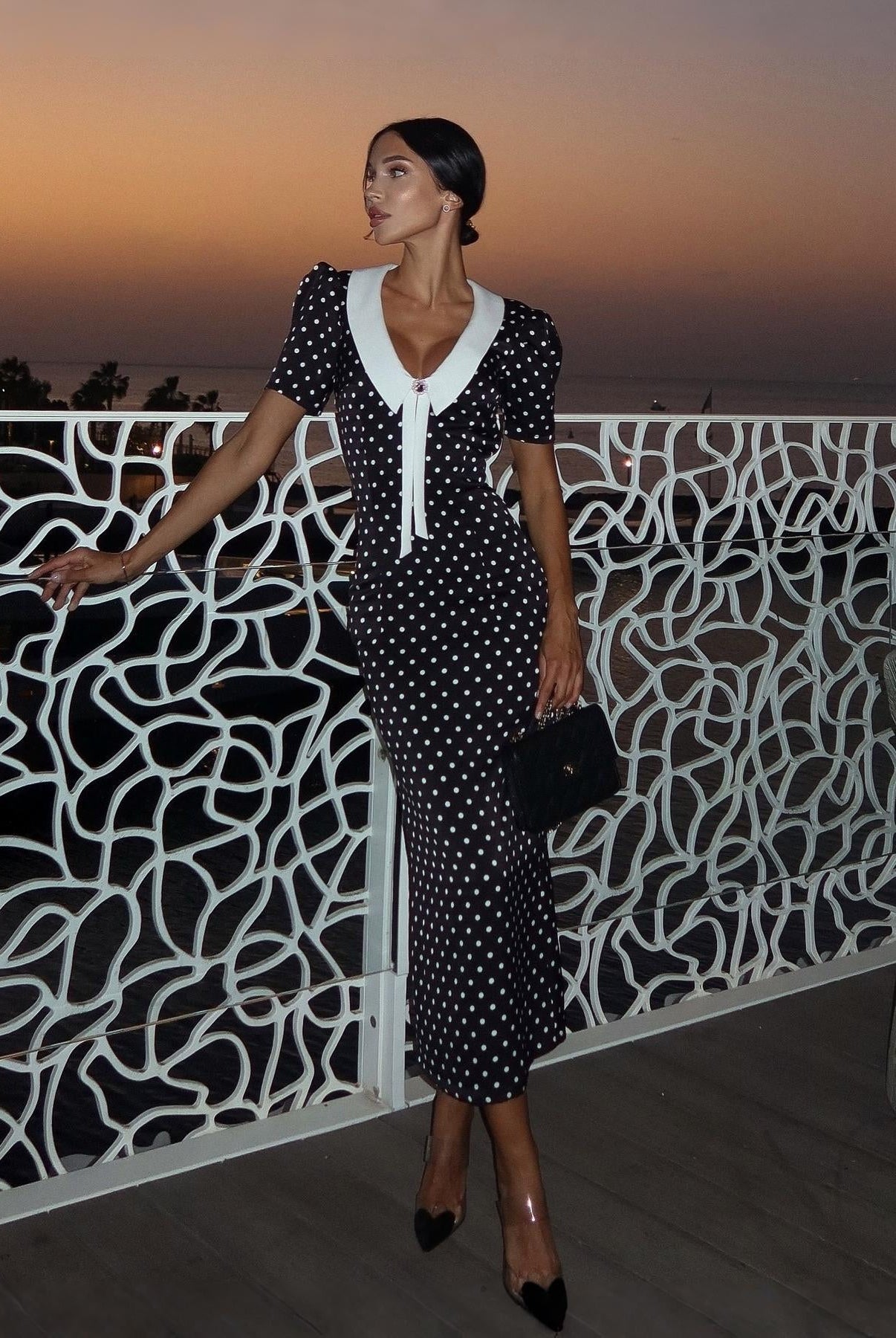 Eclipse Polka Dot Vintage Midi Dress Be My Shine