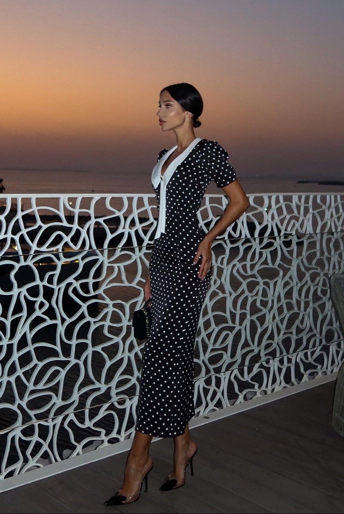 Eclipse Polka Dot Vintage Midi Dress Be My Shine