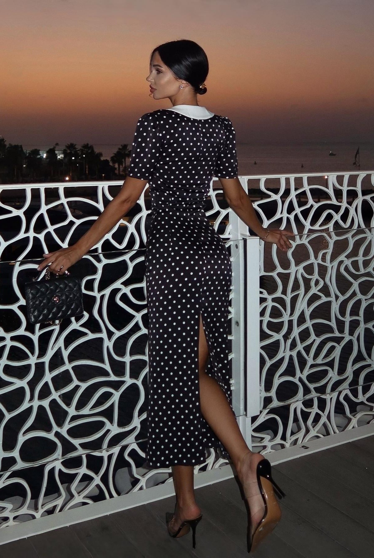 Eclipse Polka Dot Vintage Midi Dress Be My Shine