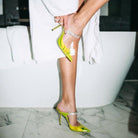 Endora Crystals Embellished Transparent Heels - Neon Lime / 5 - Be My Shine