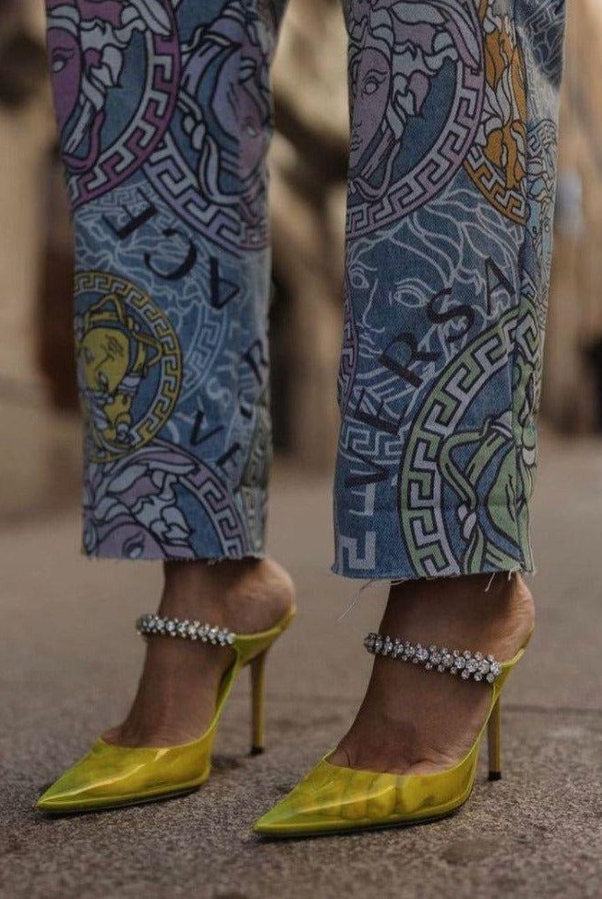 Endora Crystals Embellished Transparent Heels - Neon Lime / 5 - Be My Shine