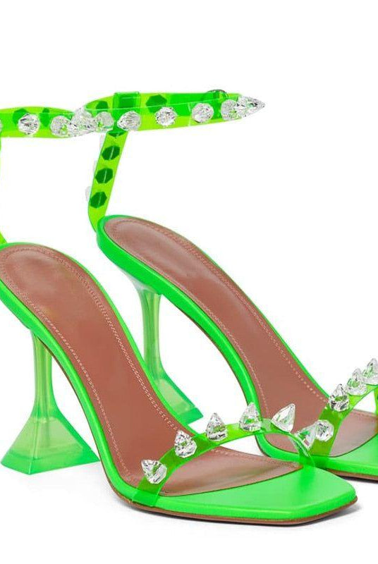 Eowyn Pyramid Heels Studded Sandals - Clear / 4 - Be My Shine