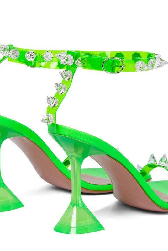 Eowyn Pyramid Heels Studded Sandals - Clear / 4 - Be My Shine