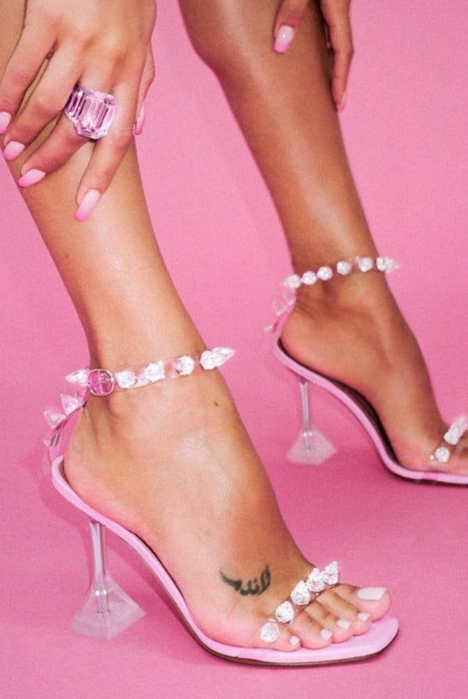 Eowyn Pyramid Heels Studded Sandals - Pink / 4 - Be My Shine