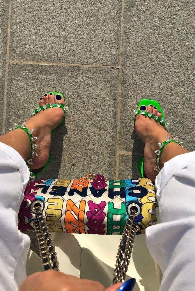 Eowyn Pyramid Heels Studded Sandals - Clear / 4 - Be My Shine