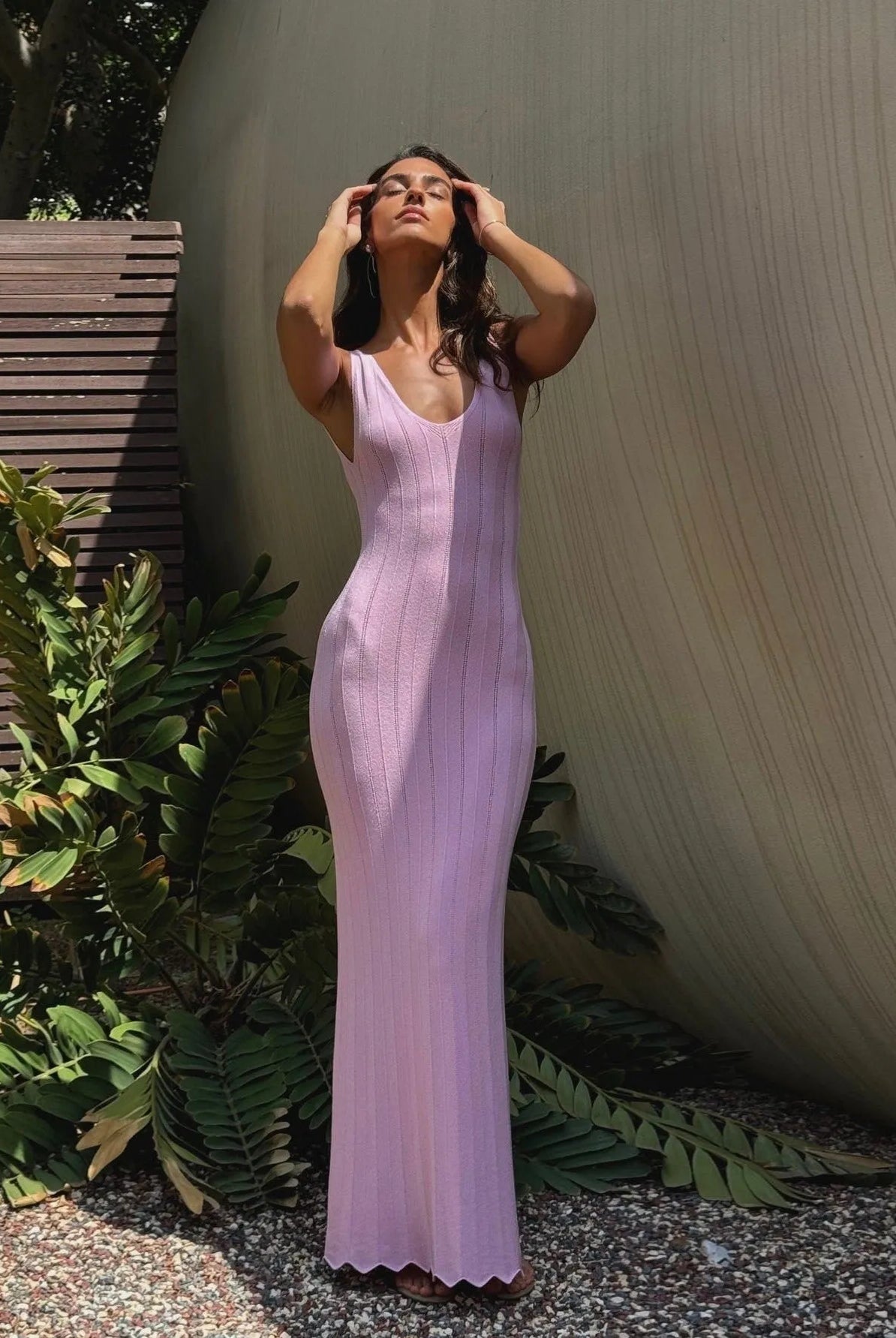 Evanna Knitted Backless Maxi Dress - Pink / S - Be My Shine