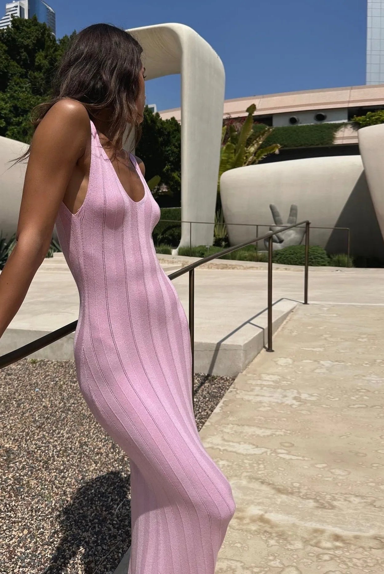 Evanna Knitted Backless Maxi Dress - Pink / S - Be My Shine