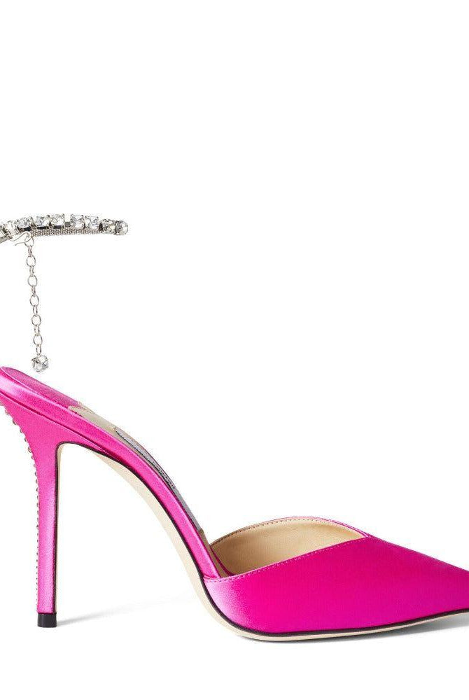 Fianna Crystal Chain Satin Heels - Rose / 4 - Be My Shine