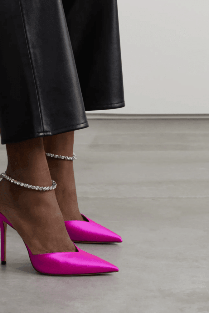 Fianna Crystal Chain Satin Heels - Rose / 4 - Be My Shine