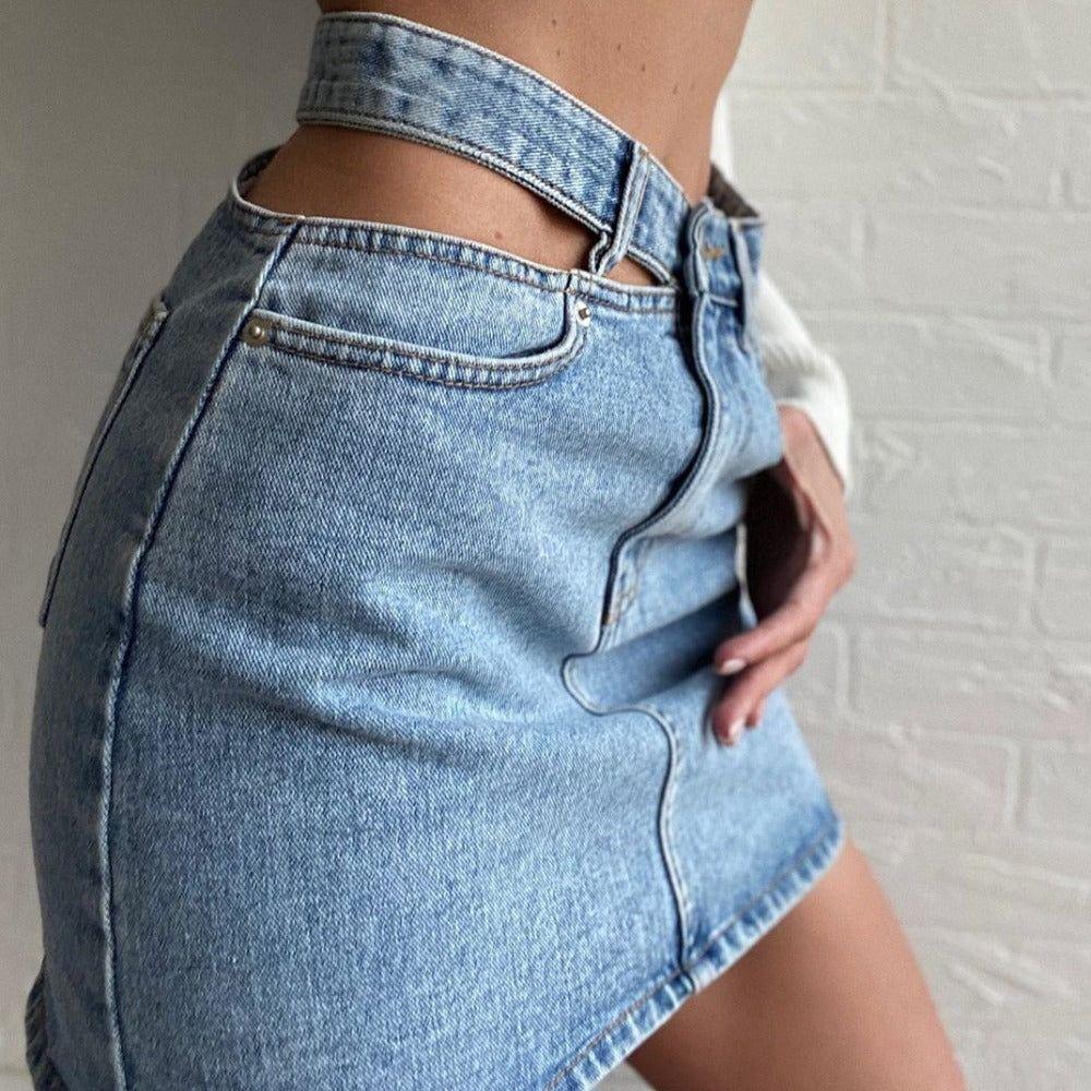 Henrietta Denim Casual High Waist Mini Skirt - S / Blue - Be My Shine