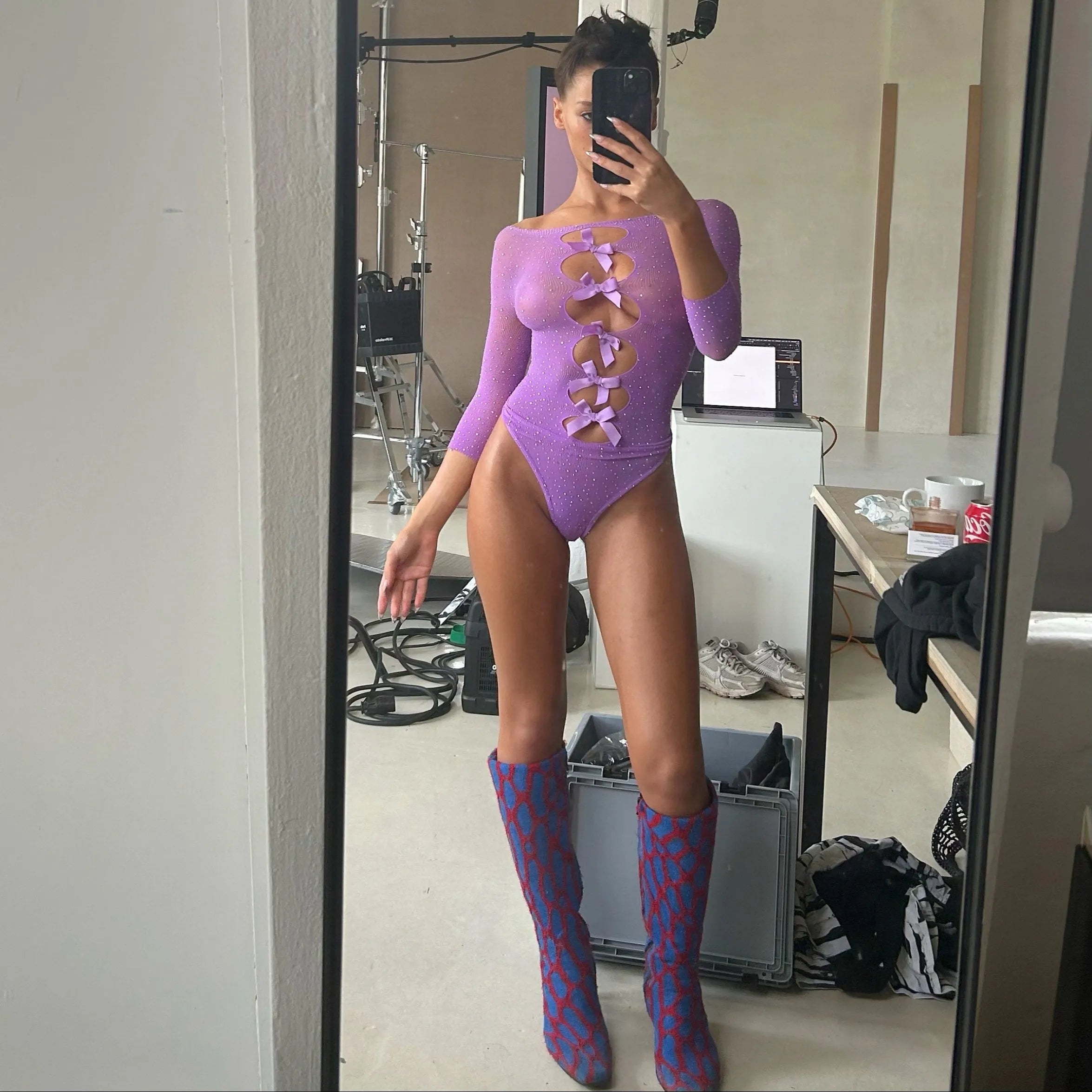 Isabeau Rhinestone Embellished Bodysuit - Brown / XXS - Be My Shine