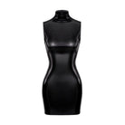 Jet Black Faux Leather High Neck Mini Dress Be My Shine