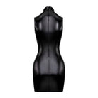 Jet Black Faux Leather High Neck Mini Dress Be My Shine