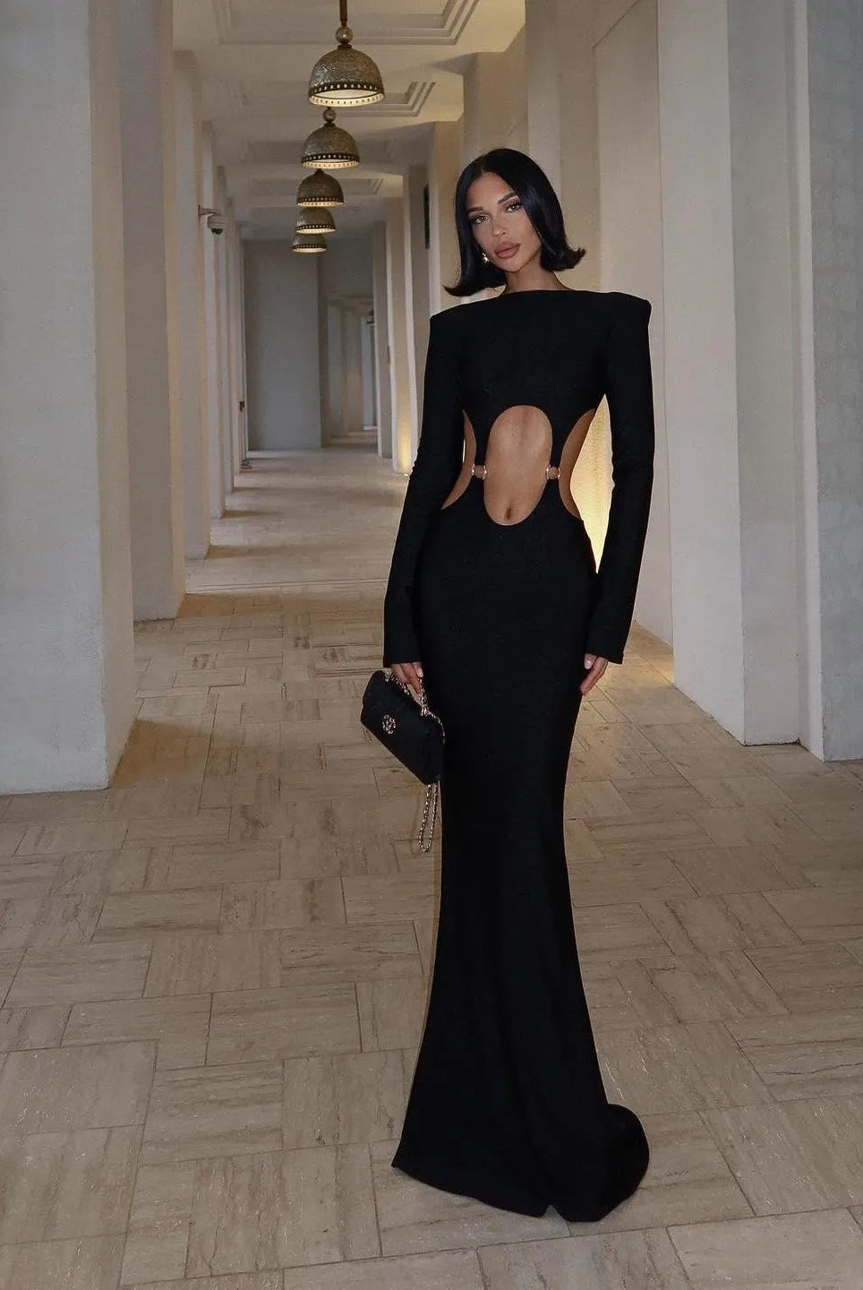 Karina Long Sleeve Maxi Dress - Black / S - Be My Shine