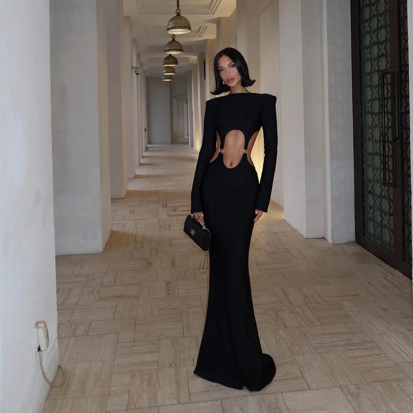 Karina Long Sleeve Maxi Dress - Black / S - Be My Shine