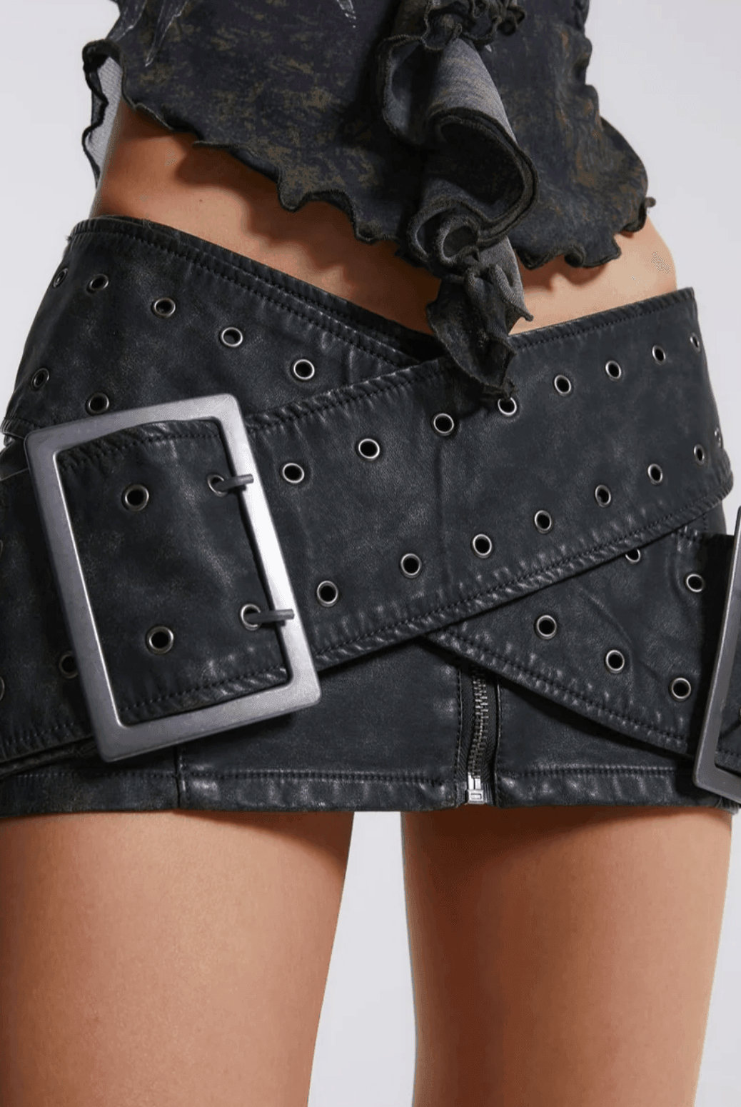Lucasta Amethyst Belted Wrap Mini Skirt - Gray / S - Be My Shine