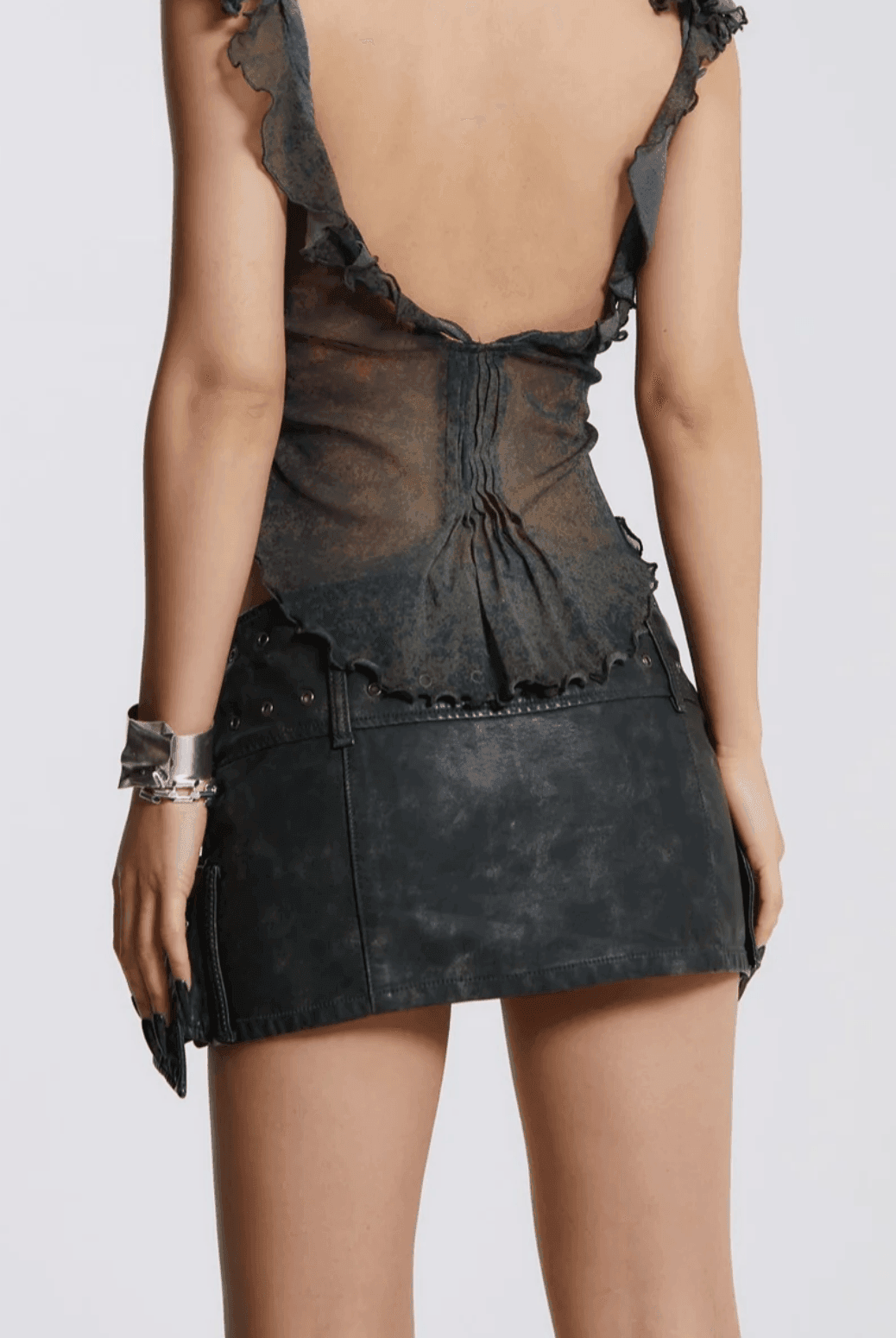 Lucasta Amethyst Belted Wrap Mini Skirt - Gray / S - Be My Shine