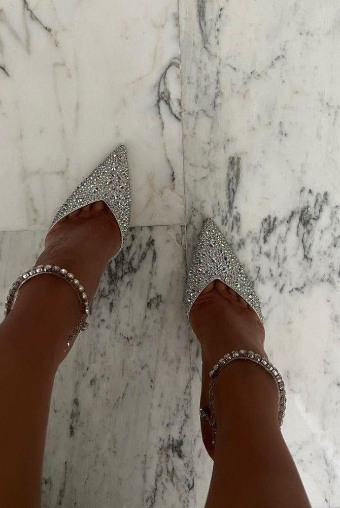 Marwa Crystal Sparkle Jewelry Heels - Crystal White / 4 - Be My Shine