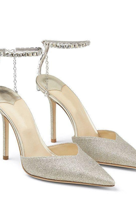 Marwa Crystal Sparkle Jewelry Heels - Crystal White / 4 - Be My Shine
