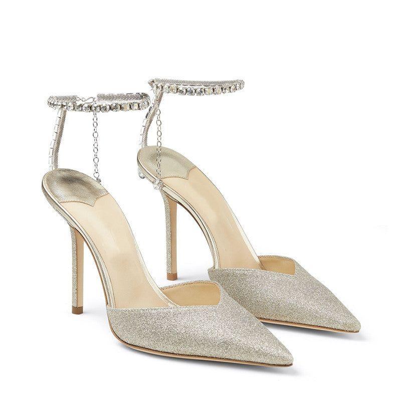 Marwa Crystal Sparkle Jewelry Heels - Crystal White / 4 - Be My Shine