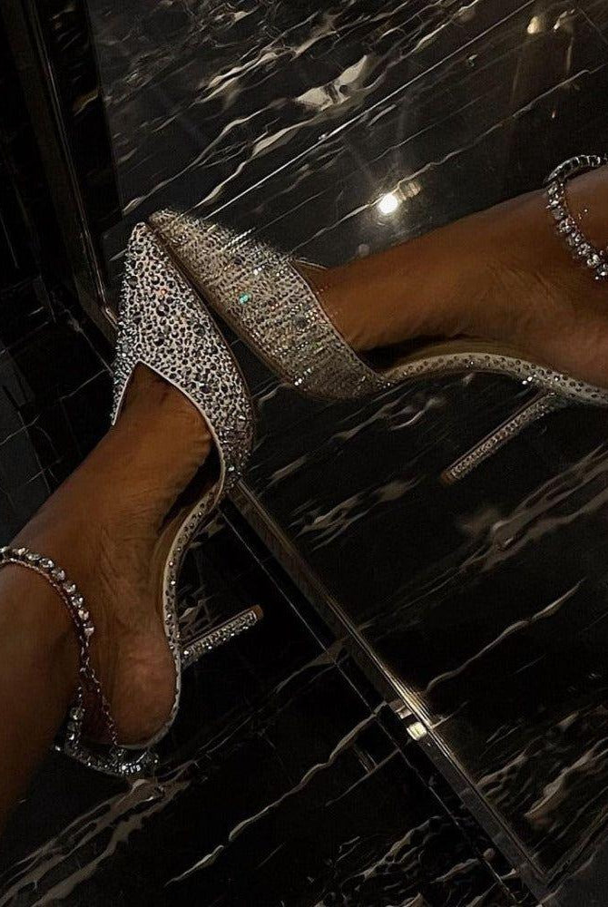 Marwa Crystal Sparkle Jewelry Heels - Crystal White / 4 - Be My Shine
