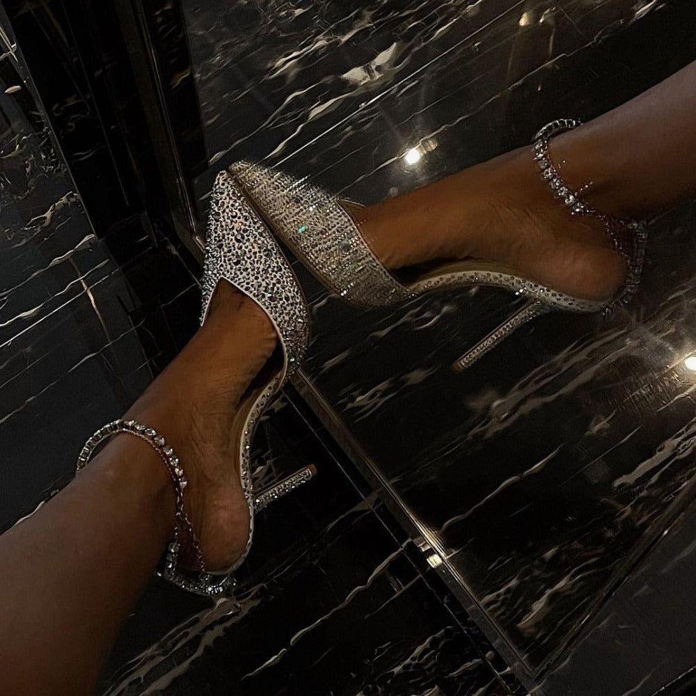 Marwa Crystal Sparkle Jewelry Heels - Crystal White / 4 - Be My Shine