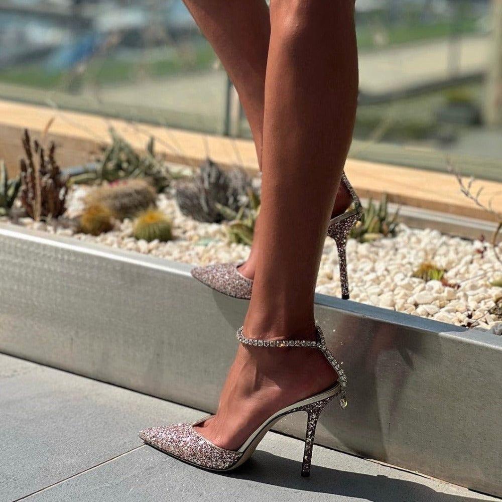 Marwa Crystal Sparkle Jewelry Heels - Crystal White / 4 - Be My Shine