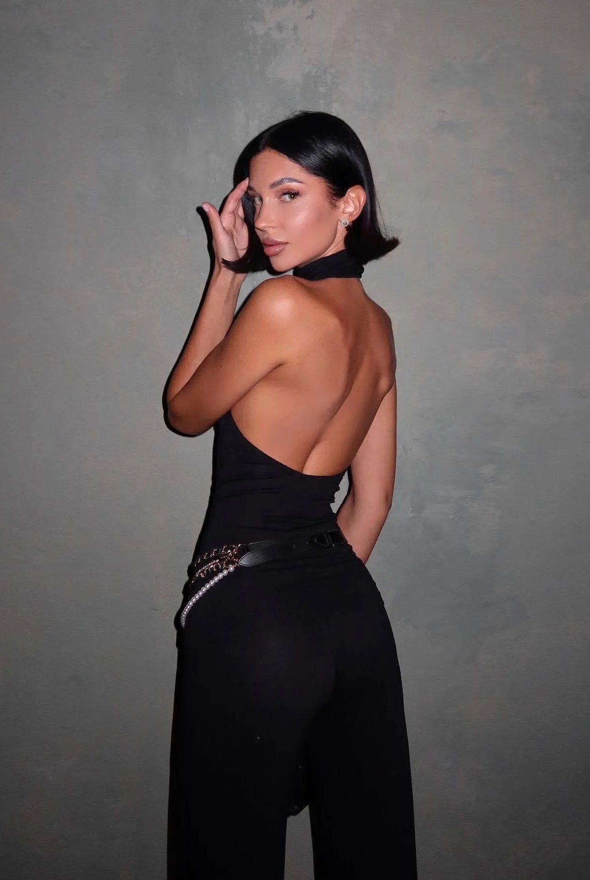 Mirelle Backless Top And Flare Pants Two Piece Set - Black / S - Be My Shine