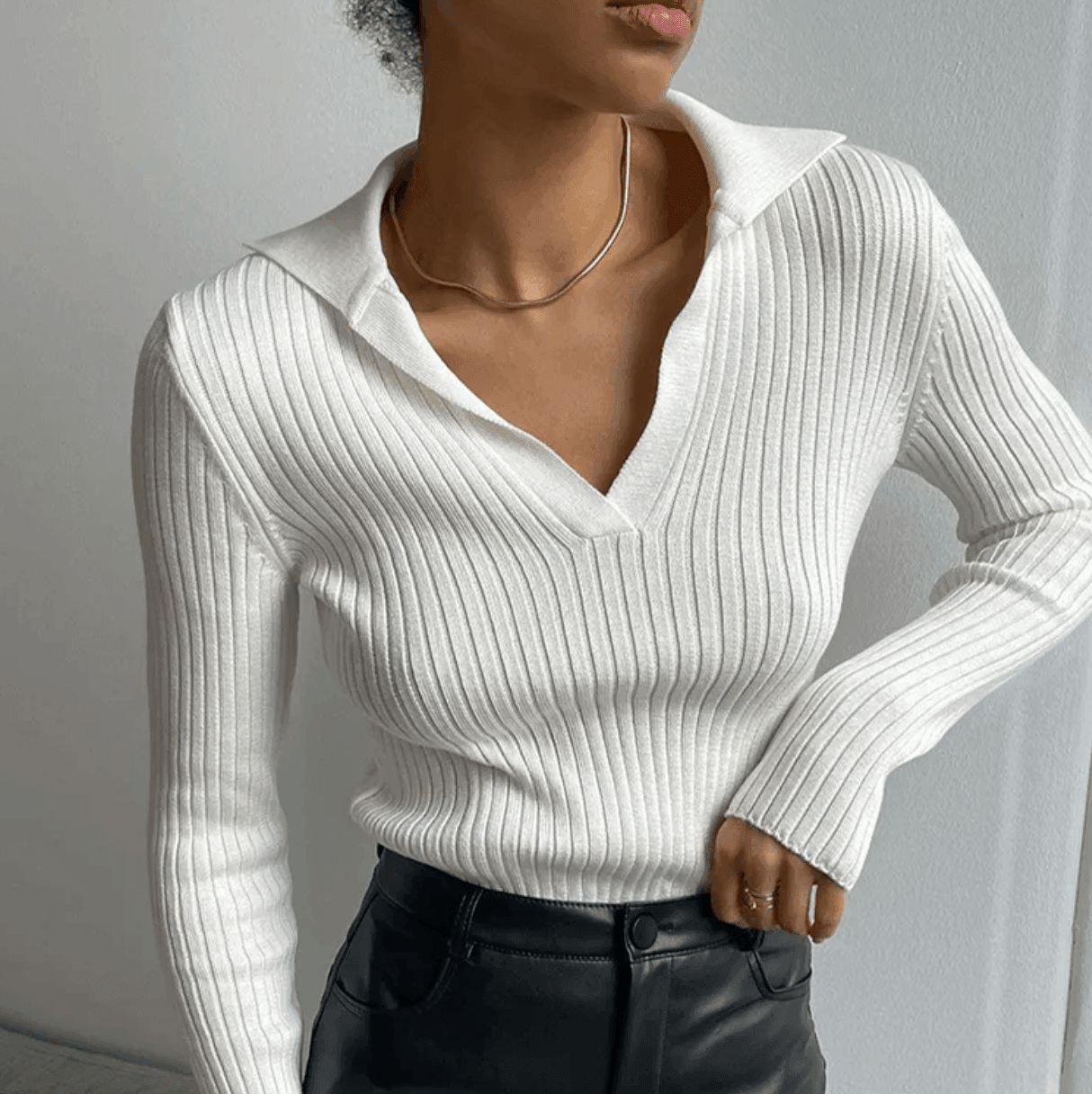 Myfanwy Long Sleeve Knitted Top - White / One Size - Be My Shine