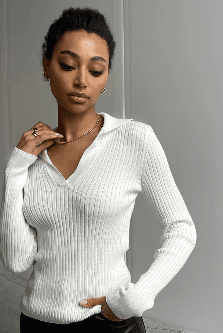 Myfanwy Long Sleeve Knitted Top - White / One Size - Be My Shine