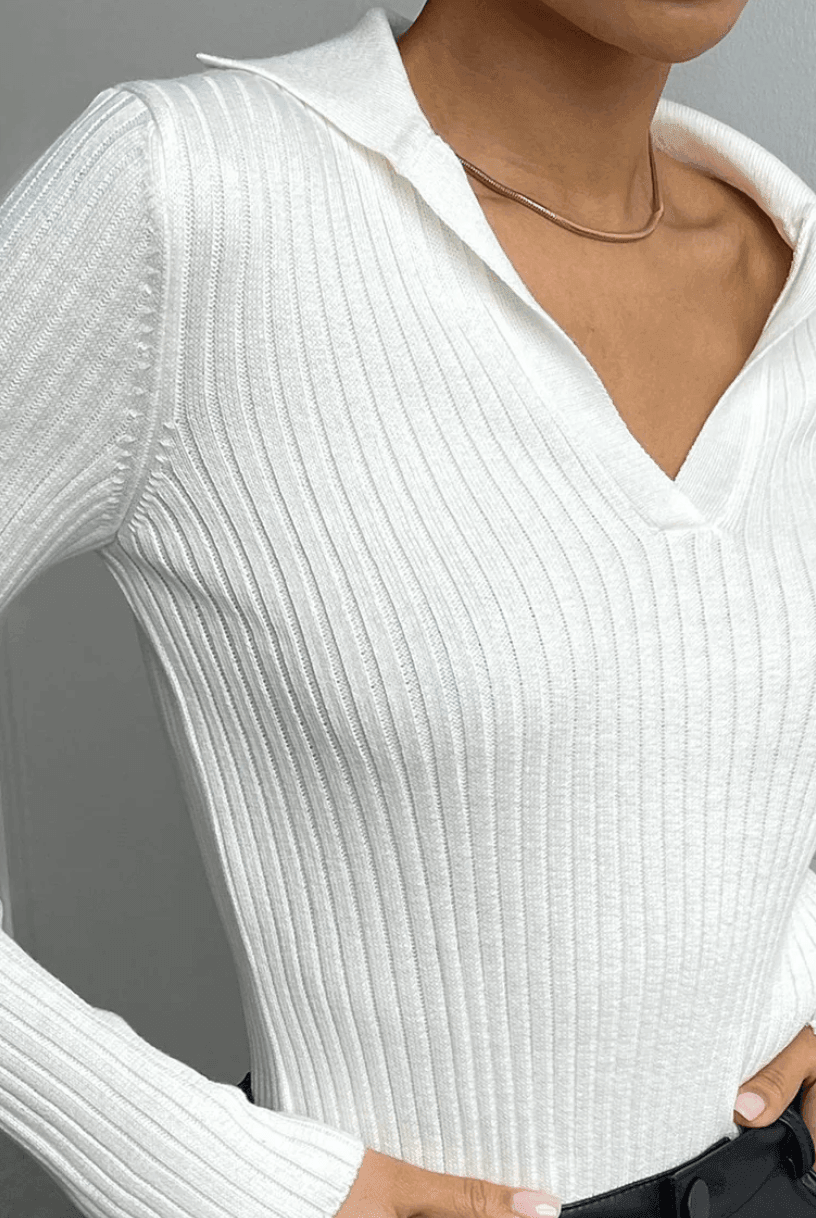 Myfanwy Long Sleeve Knitted Top - White / One Size - Be My Shine